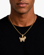 Iced CZ Pave-Style Dog Pendant Necklace
