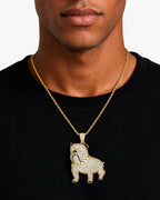 Iced CZ Bulldog Pendant Necklace