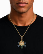 Iced CZ Skull Ice Cream Pendant Necklace