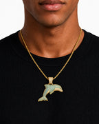 Iced CZ Dolphin Pendant Necklace