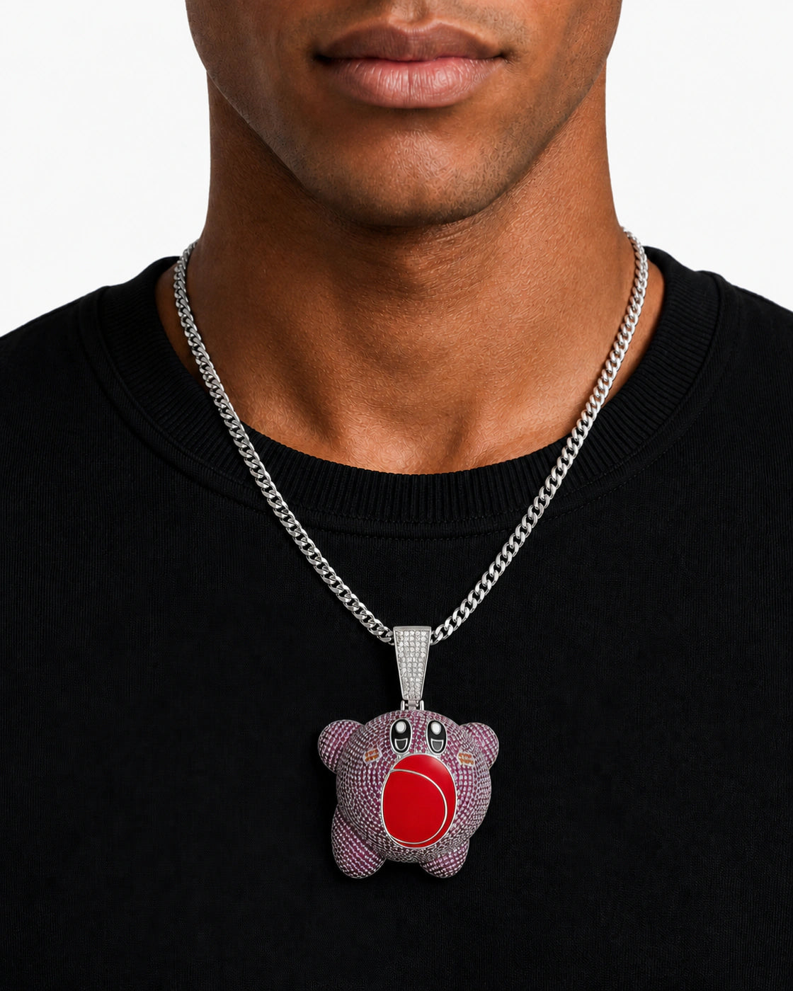 Iced CZ Cartoon Character Pendant Necklace