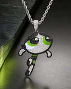Iced CZ Cartoon Girl Pendant Necklace