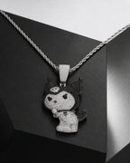 Iced CZ Jester Character Pendant Necklace