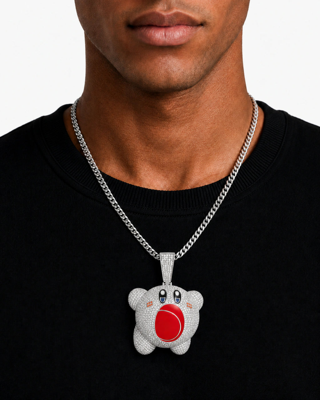 Iced CZ Cartoon Character Pendant Necklace