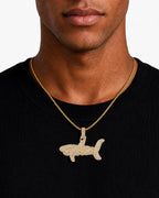 Iced CZ SHARK Pendant Necklace