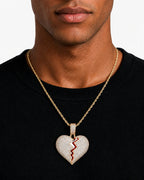 Iced CZ Cracked Heart Pendant Necklace