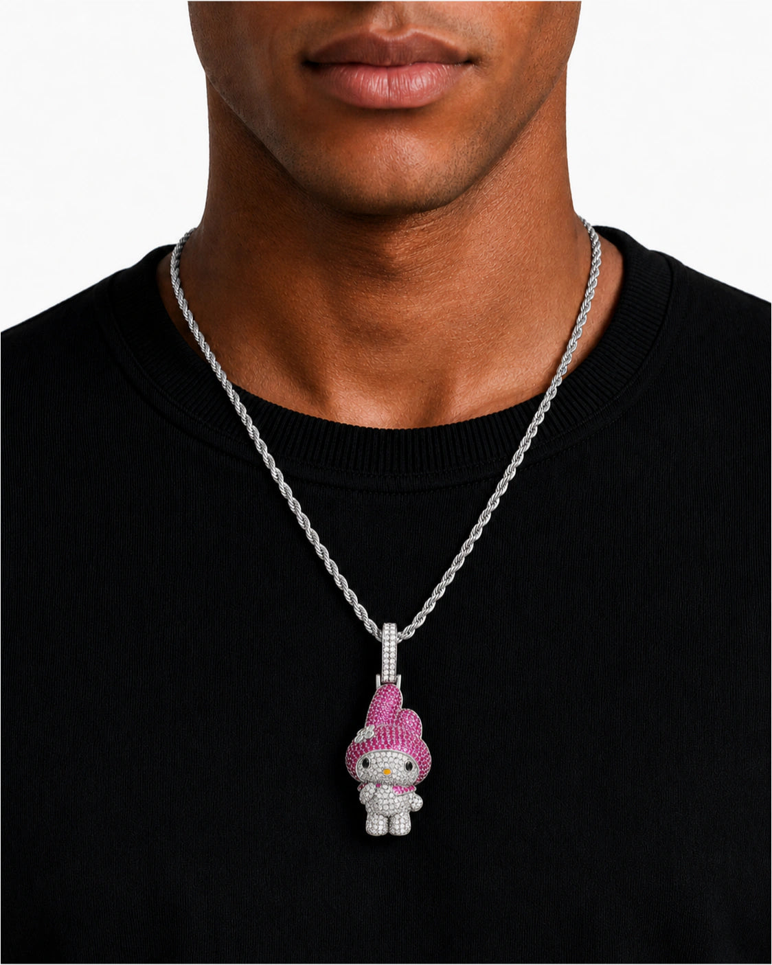Iced CZ Cartoon Character Pendant Necklace