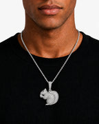 Iced CZ Squirrel Pendant Necklace