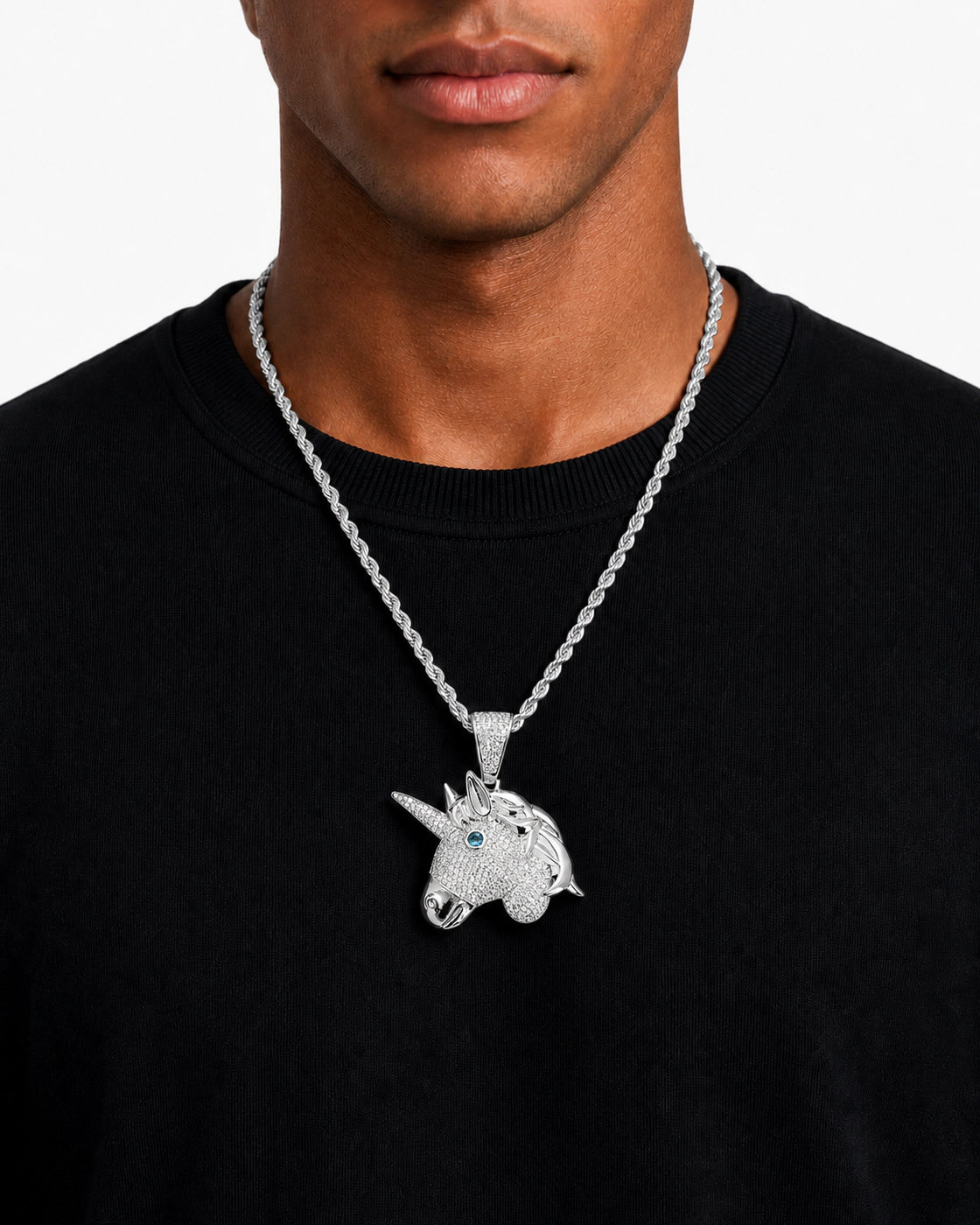 Iced CZ Unicorn Pendant Necklace