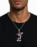 Iced CZ Cartoon Woodpecker Pendant Necklace