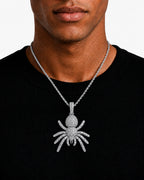 Iced CZ Poisonous Spider Pendant Necklace