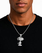 Iced CZ Side-Profile Cartoon Dog Pendant Necklace