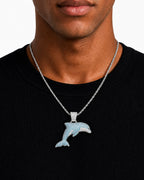 Iced CZ Dolphin Pendant Necklace