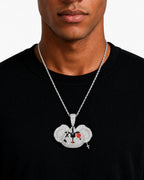 Iced CZ Stone-Set Cartoon Face Pendant Necklace