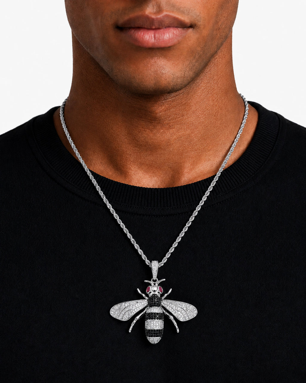 Iced CZ Bee Pendant Necklace