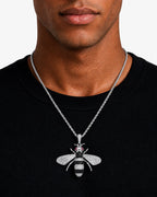 Iced CZ Bee Pendant Necklace
