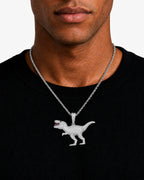 Iced CZ Dinosaur Pendant Necklace
