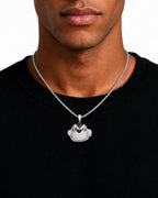 Iced CZ Scowling Cartoon Face Pendant Necklace