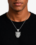 Iced CZ Stone-Set Leopard Head Pendant Necklace
