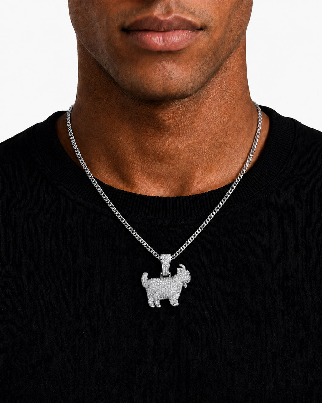 Iced CZ Pave-Style Dog Pendant Necklace
