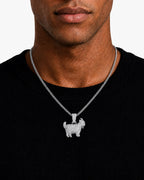 Iced CZ Pave-Style Dog Pendant Necklace