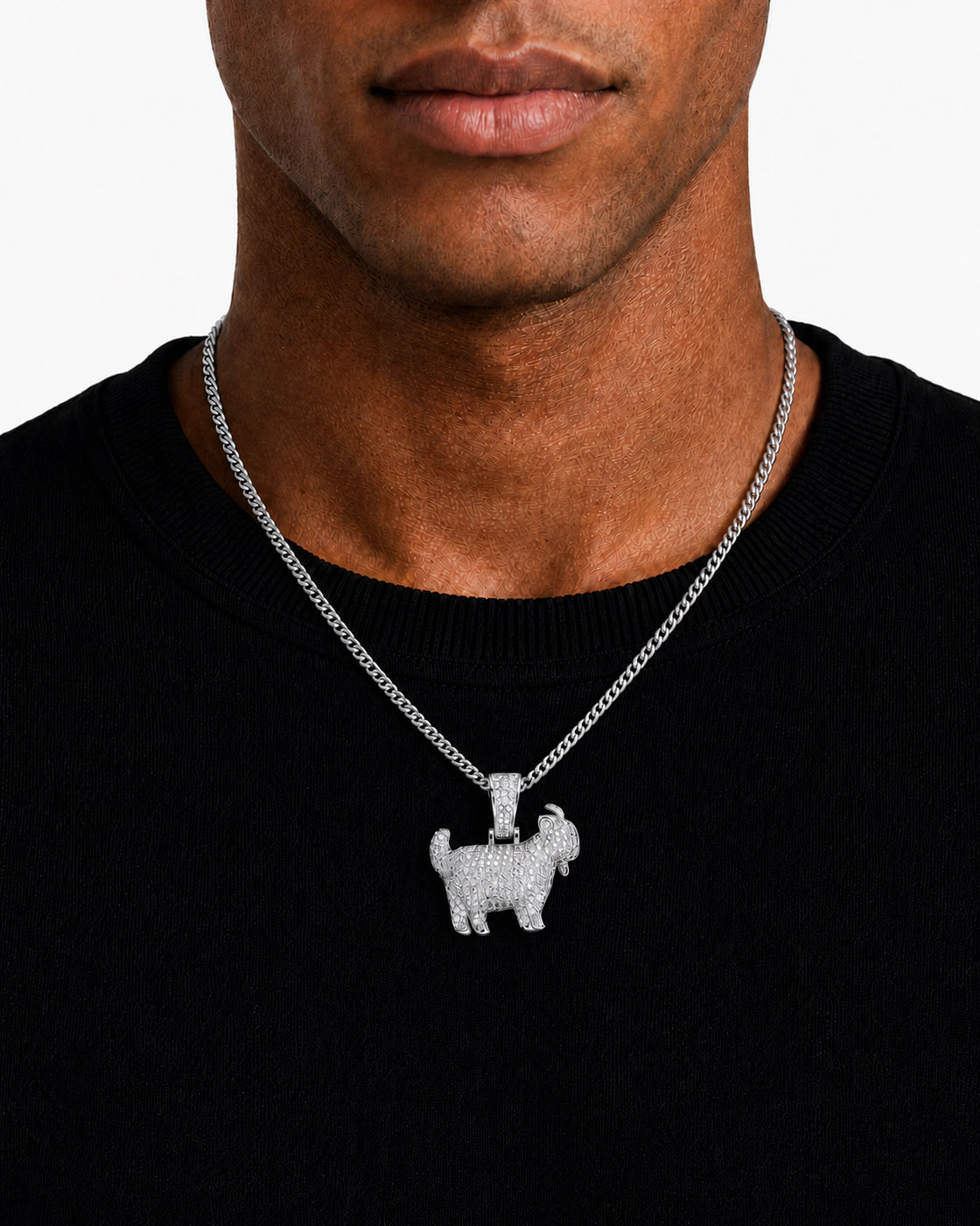 Iced CZ Pave-Style Dog Pendant Necklace