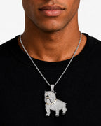 Iced CZ Bulldog Pendant Necklace
