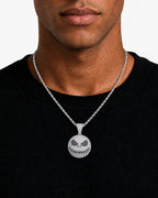 Iced CZ Stitched Grin Pendant Necklace