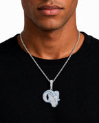 Iced CZ Ram Head Pendant Necklace