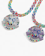 Multicolor Graffiti Face CZ Pendant Necklace