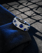 8MM Blue Gem Moissanite Pavé Ring