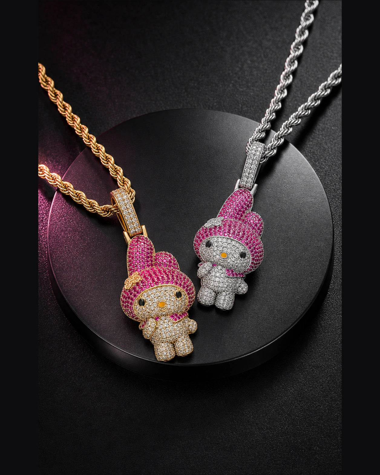 Iced CZ Cartoon Character Pendant Necklace