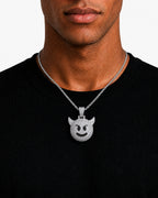 Iced CZ Horned Grin Pendant Necklace