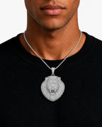 Iced CZ Roaring Lion Pendant Necklace