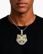 Iced CZ Lion Dance Head Pendant Necklace