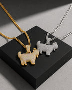 Iced CZ Pave-Style Dog Pendant Necklace
