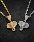 Iced CZ Stone-Set Elephant Pendant Necklace