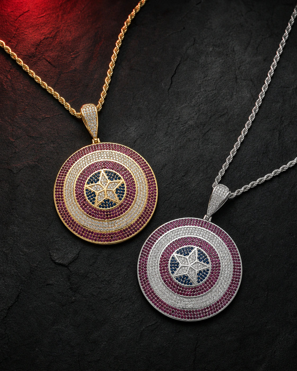 Iced CZ Star Medallion Pendant Necklace