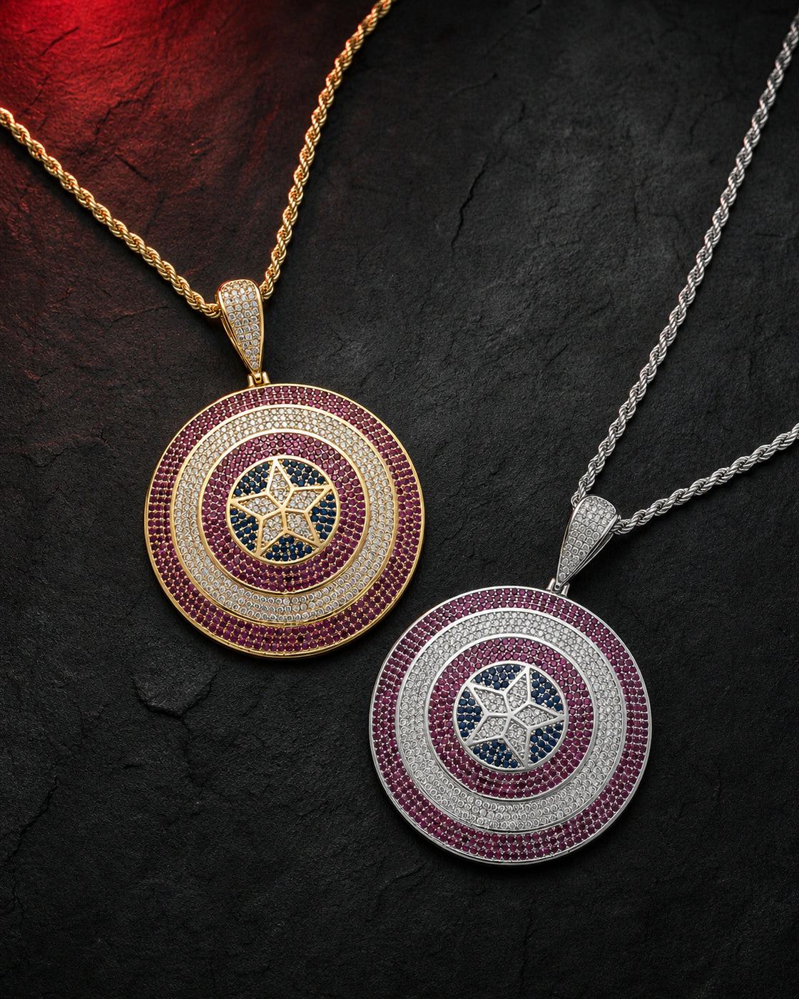 Iced CZ Star Medallion Pendant Necklace