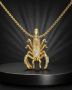 Iced CZ Pave Scorpion Pendant Necklace