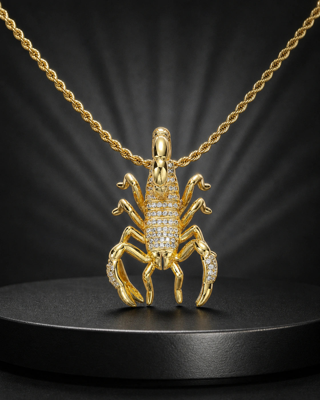 Iced CZ Pave Scorpion Pendant Necklace