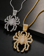 Iced CZ Spider Pendant Necklace