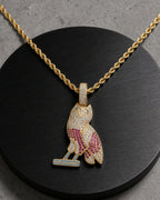 Iced CZ Pave-Style Owl Pendant Necklace