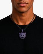 Iced CZ Horned Grin Pendant Necklace