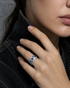 8MM Blue Gem Moissanite Pavé Ring