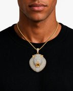 Iced CZ Roaring Lion Pendant Necklace