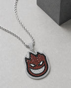Iced CZ Flame Grin Pendant Necklace
