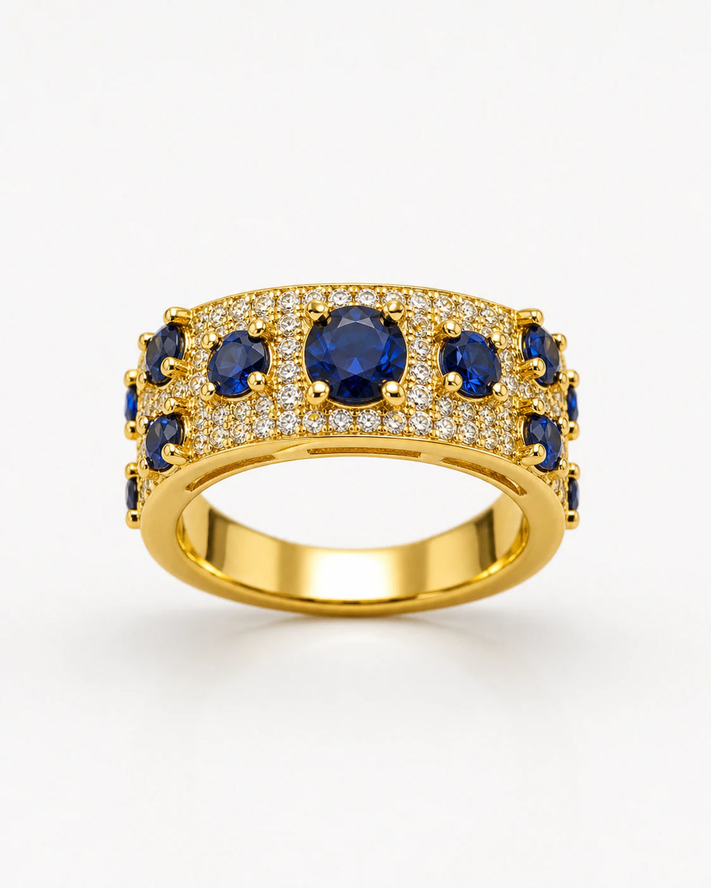 8MM Blue Gem Moissanite Pavé Ring