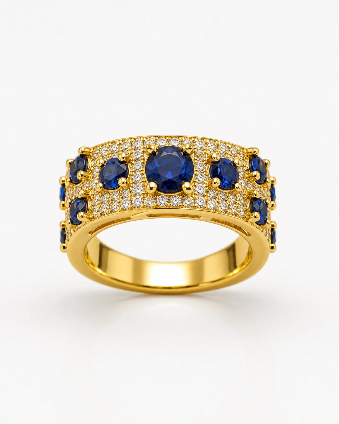 8MM Blue Gem Moissanite Pavé Ring