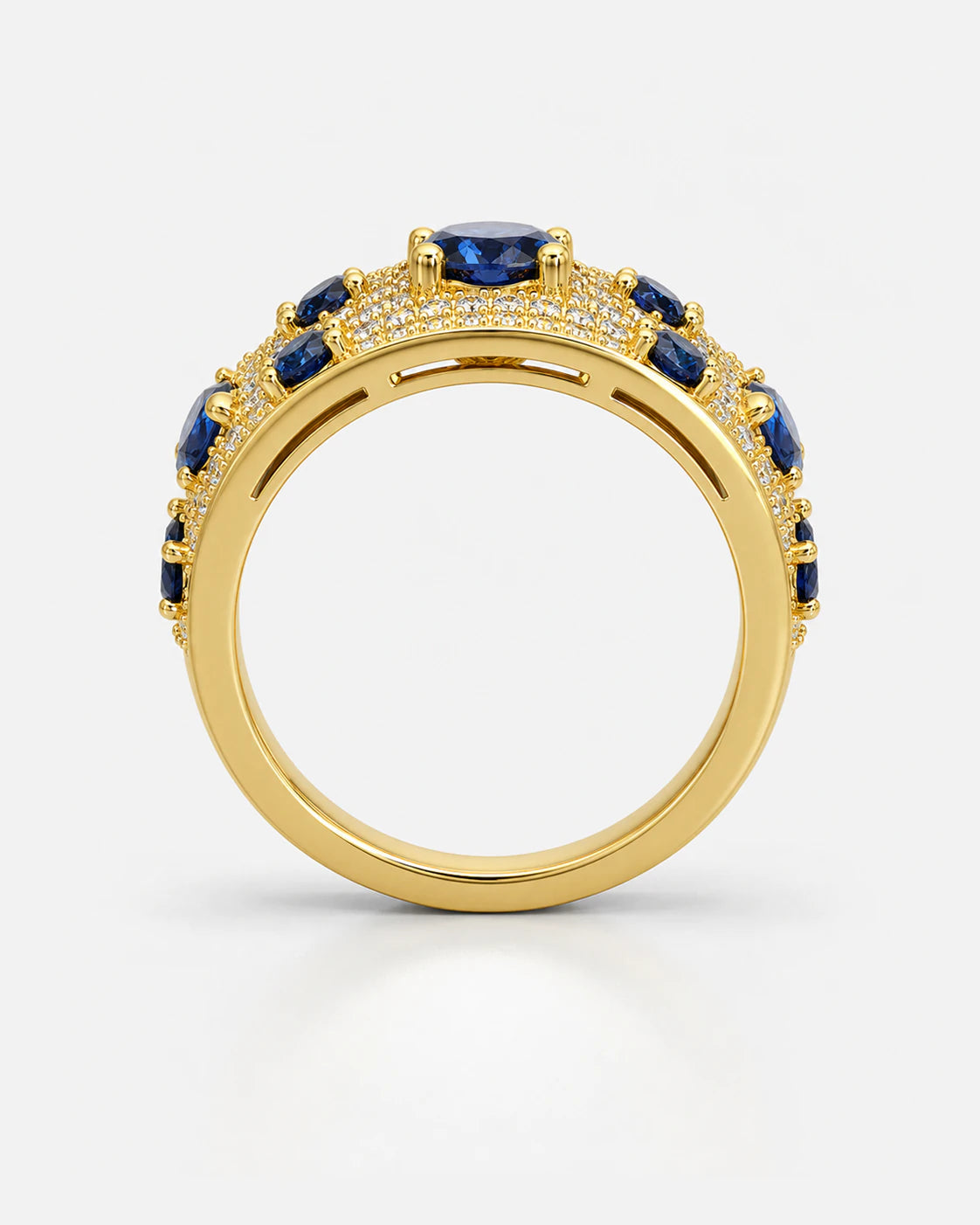 8MM Blue Gem Moissanite Pavé Ring